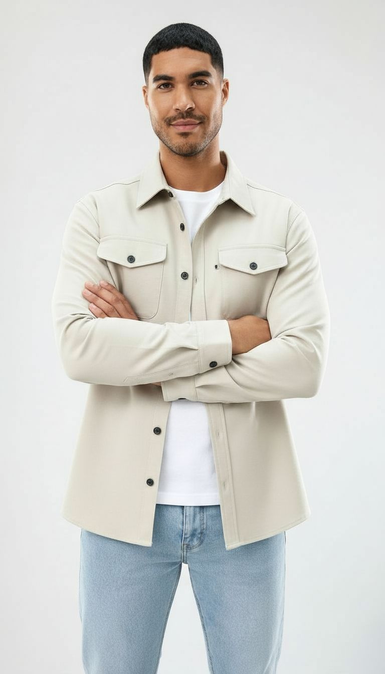 Callum | Sobrecamisa de algodón para hombre - Corte normal