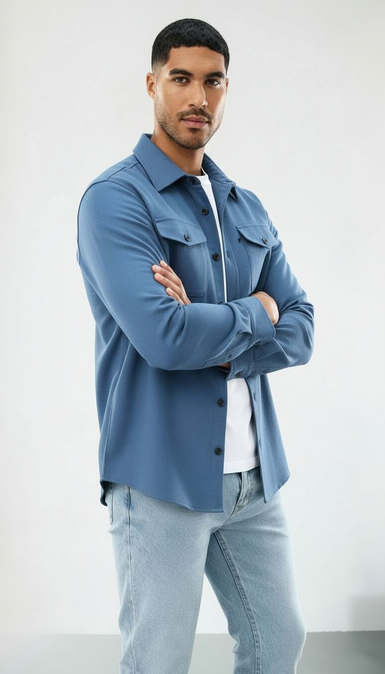 Callum | Sobrecamisa de algodón para hombre - Corte normal