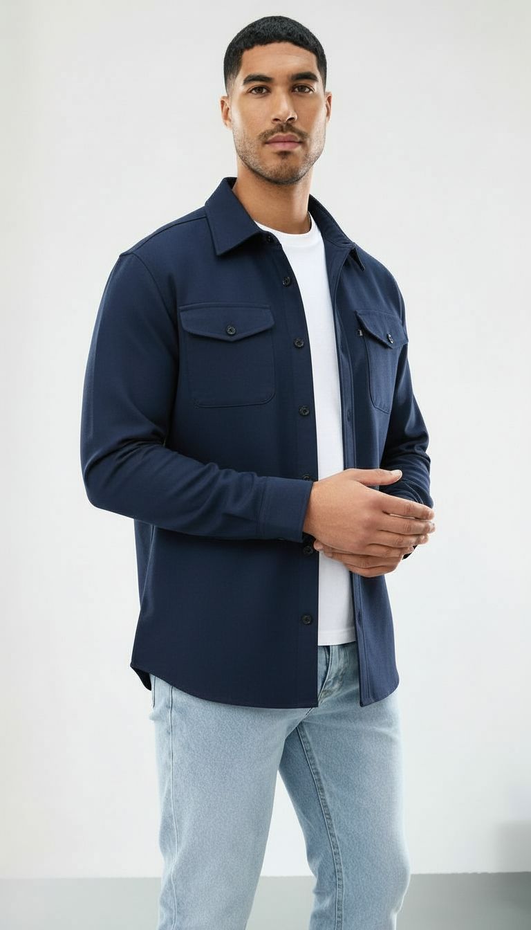 Callum | Sobrecamisa de algodón para hombre - Corte normal