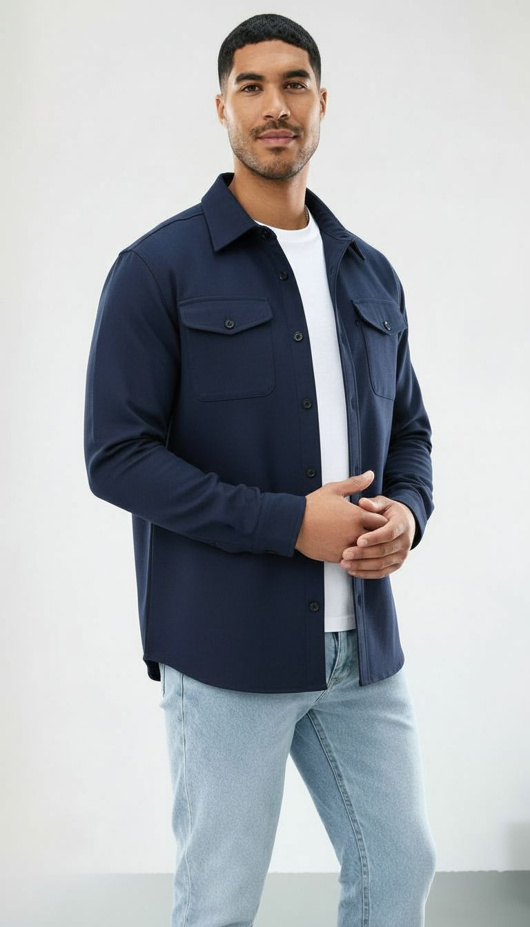 Callum | Sobrecamisa de algodón para hombre - Corte normal