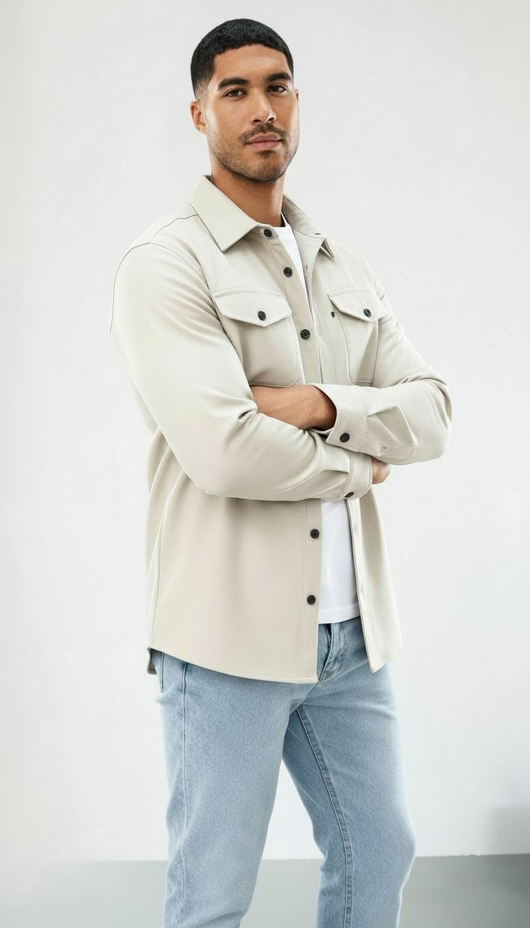 Callum | Sobrecamisa de algodón para hombre - Corte normal