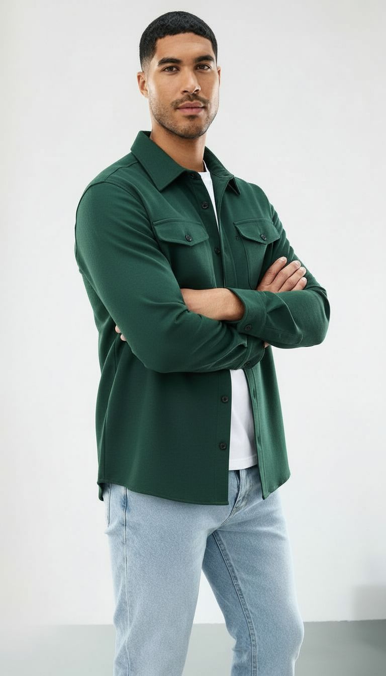 Callum | Sobrecamisa de algodón para hombre - Corte normal