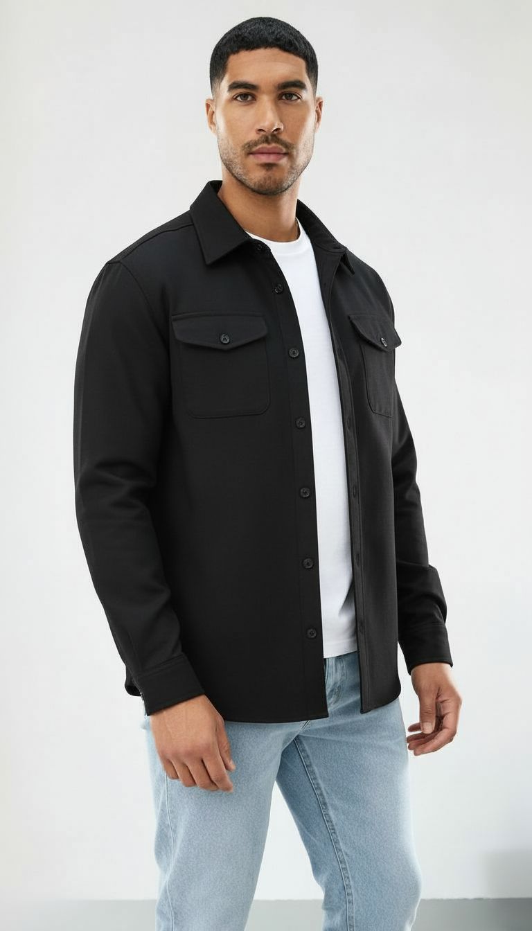 Callum | Sobrecamisa de algodón para hombre - Corte normal