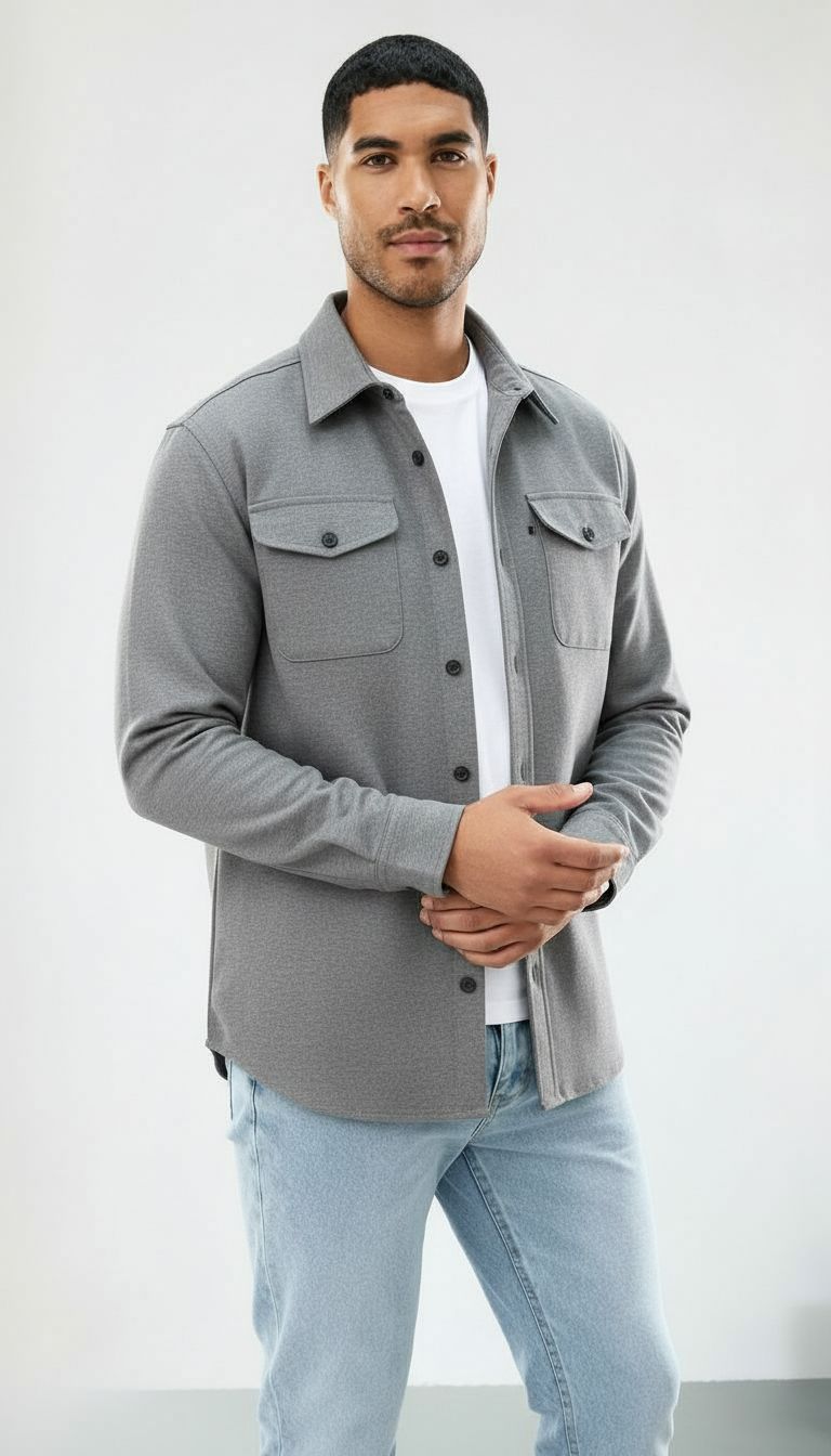 Callum | Sobrecamisa de algodón para hombre - Corte normal