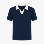 Poloshirt mit offenem Kragen in 2 Farben - Marineblau