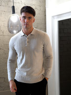 Langarm-Button-Down-Polo - Beige