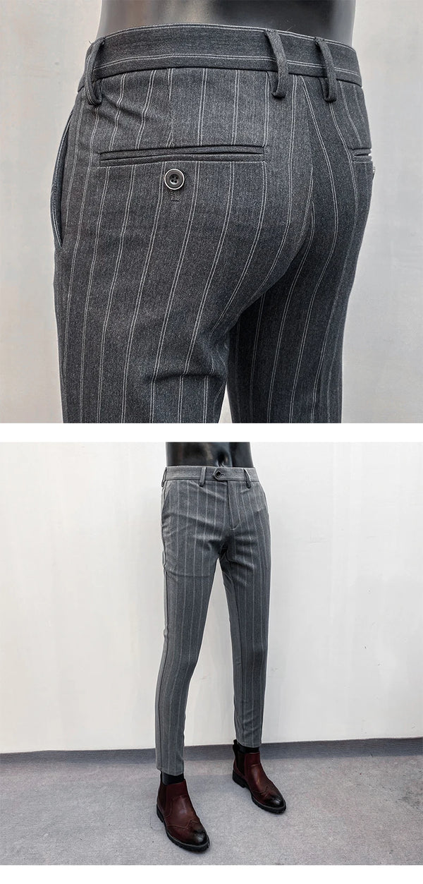 Striped Trousers - Grey