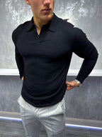 Rockefeller long Sleeve Polo Shirt - Black