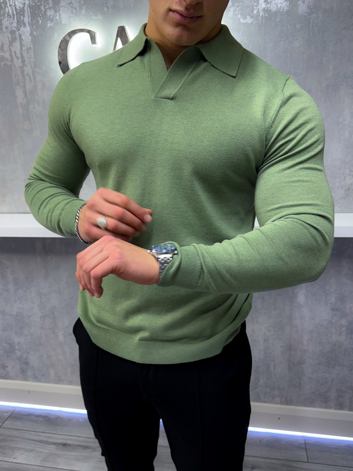 Rockefeller long Sleeve Polo Shirt - Khaki