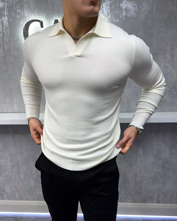 Rockefeller long Sleeve Polo Shirt - Beige