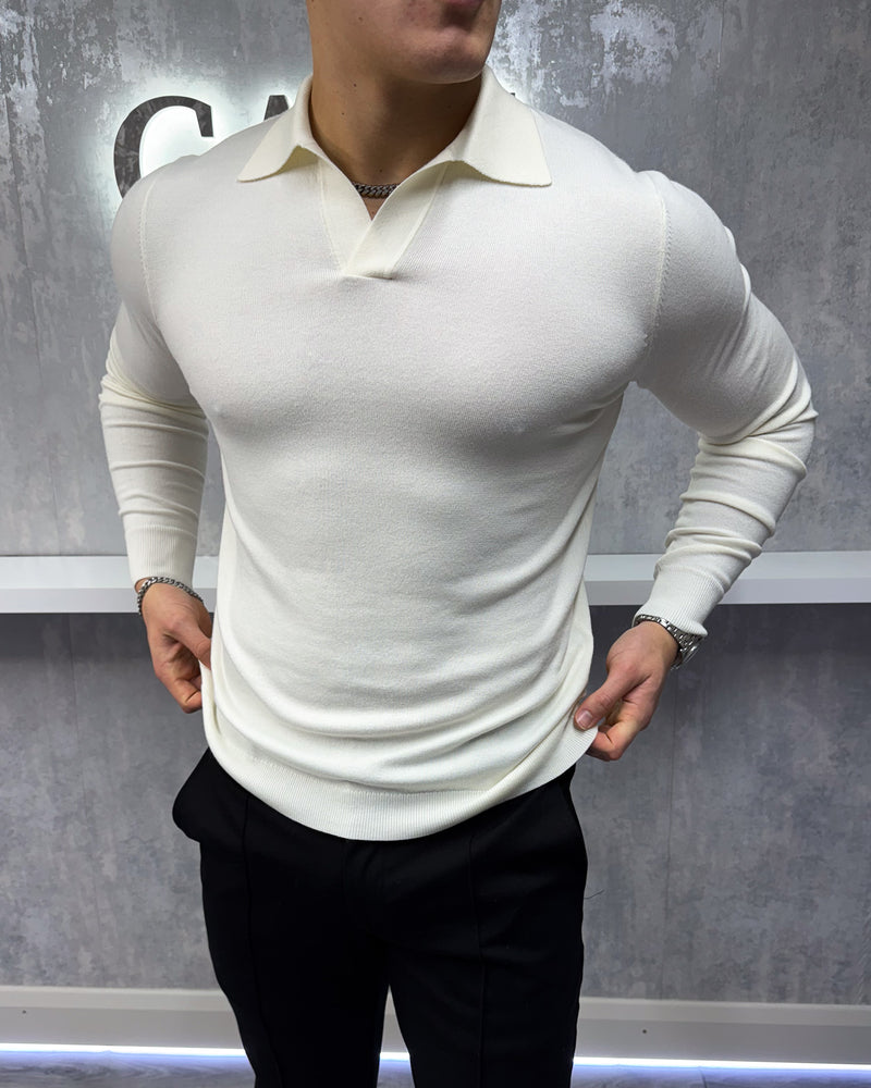 Rockefeller long Sleeve Polo Shirt - Beige