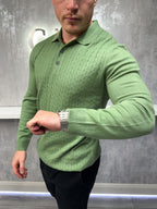 Long sleeve button up polo - Khaki