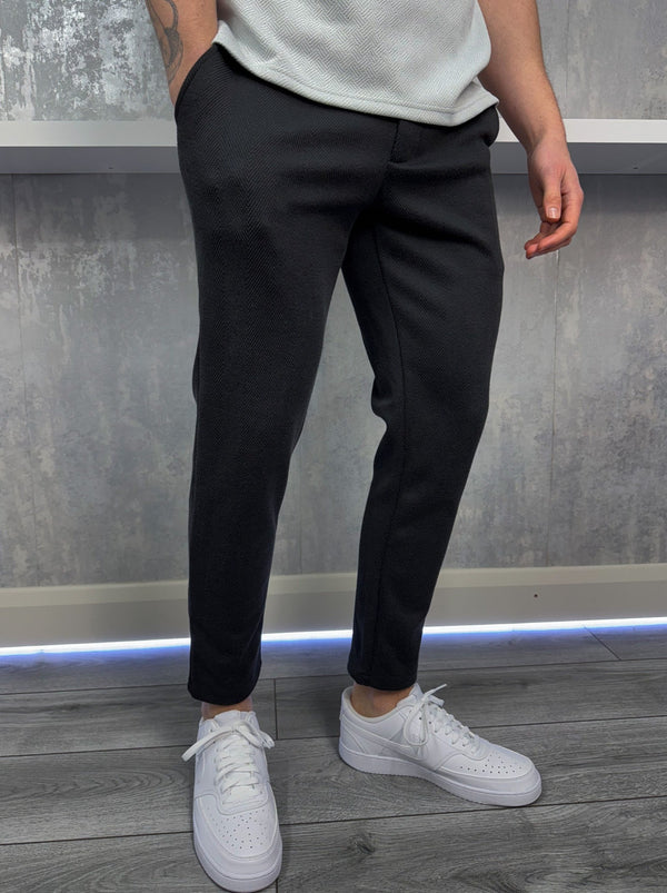 Herringbone smart Trousers - Black