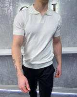 open neck polo shirt - white