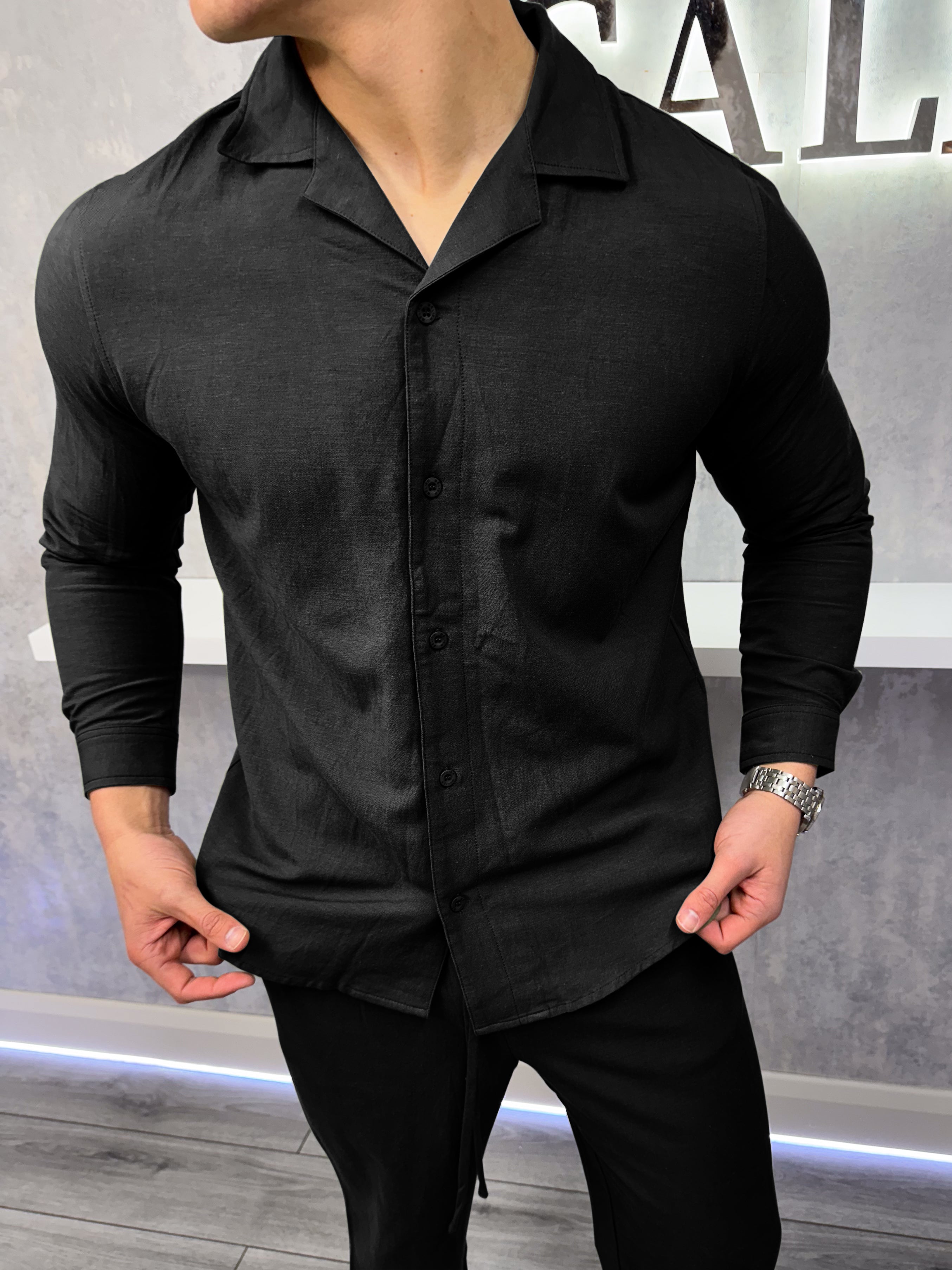 The Linen Shirt - Noir