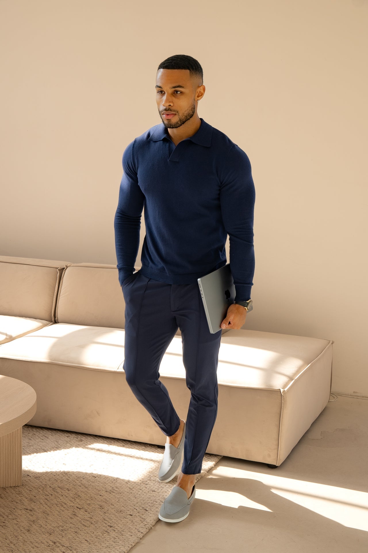 Rockefeller long Sleeve Polo Shirt - Navy – CALI USA