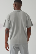 Chemise à plis - manches courtes - Gris clair