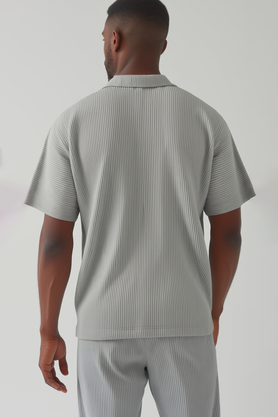 Chemise à plis - manches courtes - Gris clair