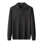 Elliot - Long sleeve knitted zip neck polo shirt