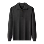 Elliot - Long sleeve knitted zip neck polo shirt