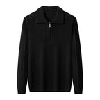 Elliot - Long sleeve knitted zip neck polo shirt