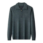 Elliot - Long sleeve knitted zip neck polo shirt