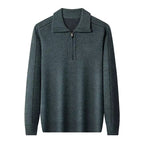 Elliot - Long sleeve knitted zip neck polo shirt