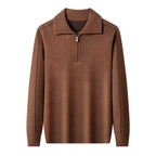 Elliot - Long sleeve knitted zip neck polo shirt