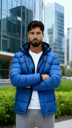 Men’s Hooded Winter Puffer Jacket – Insulated Quilted Outdoor Coat