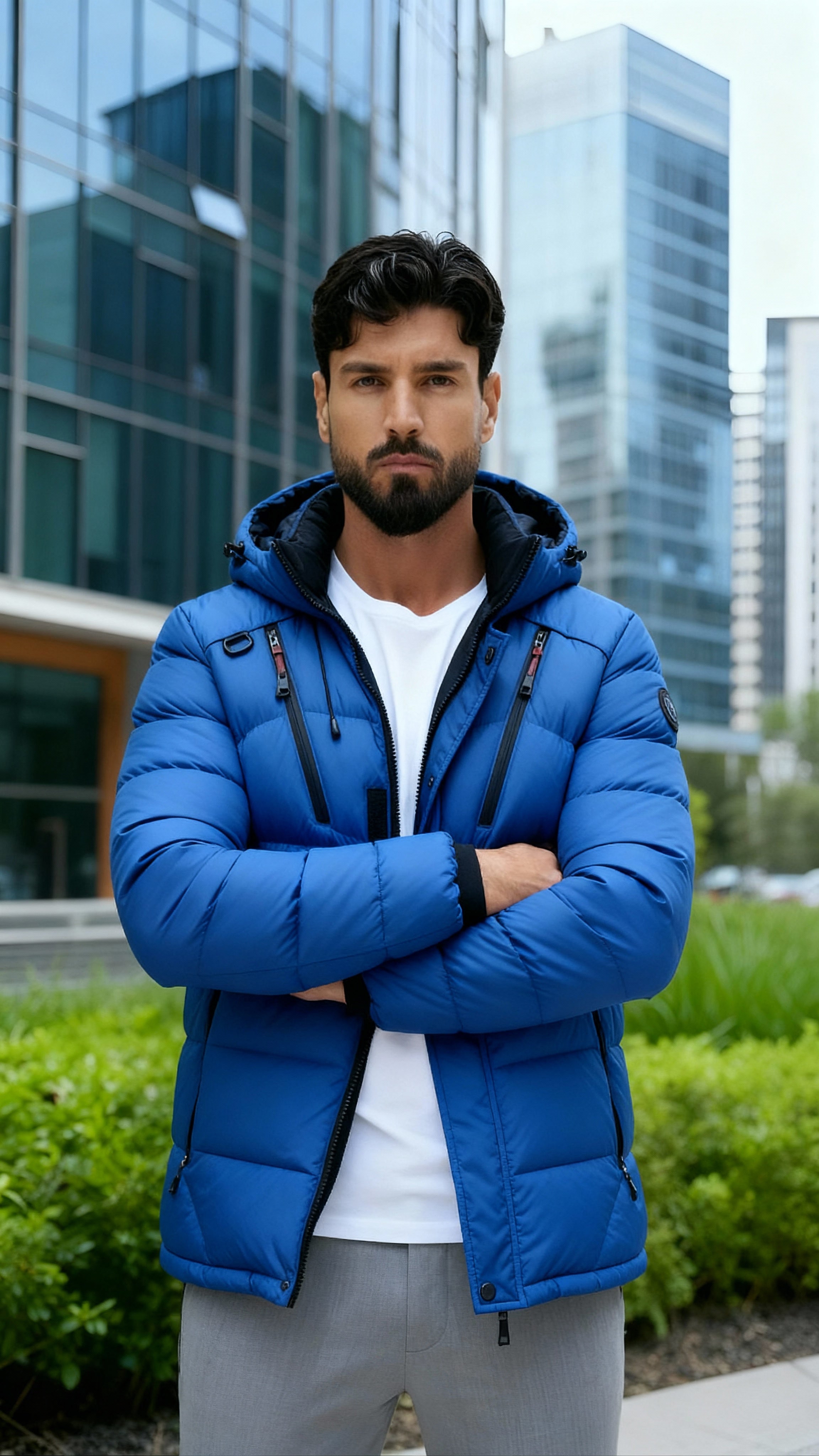 Men’s Hooded Winter Puffer Jacket – Insulated Quilted Outdoor Coat