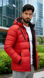 Men’s Hooded Winter Puffer Jacket – Insulated Quilted Outdoor Coat