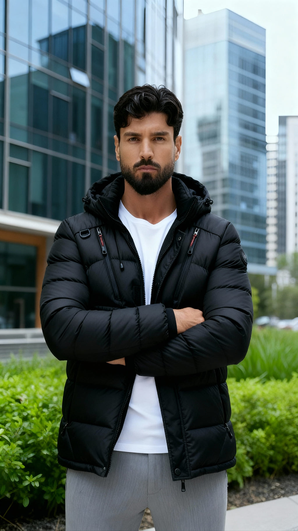 Men’s Hooded Winter Puffer Jacket – Insulated Quilted Outdoor Coat