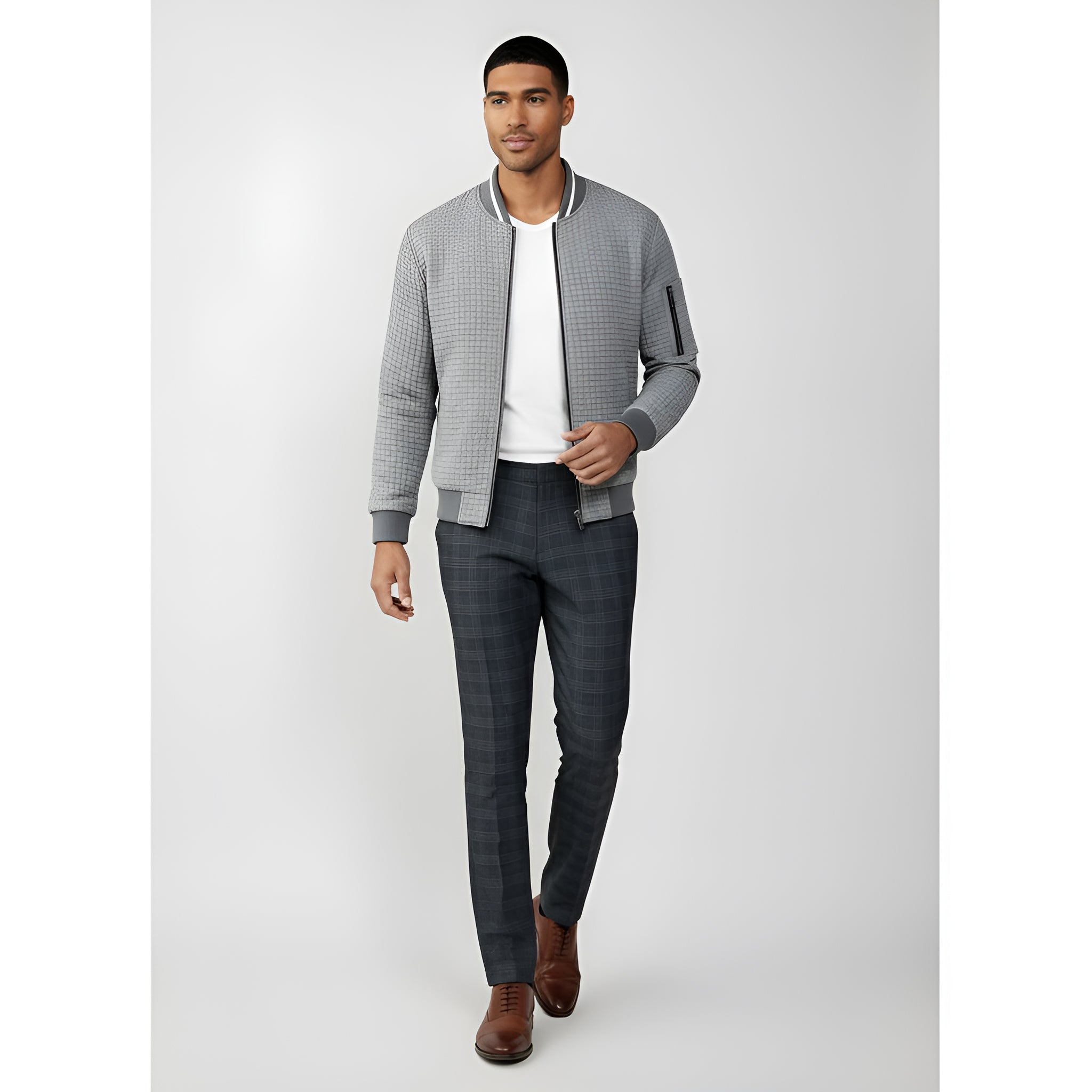 Suéter de punto de cable con media cremallera para hombre - Suave jersey cálido de mezcla de algodón