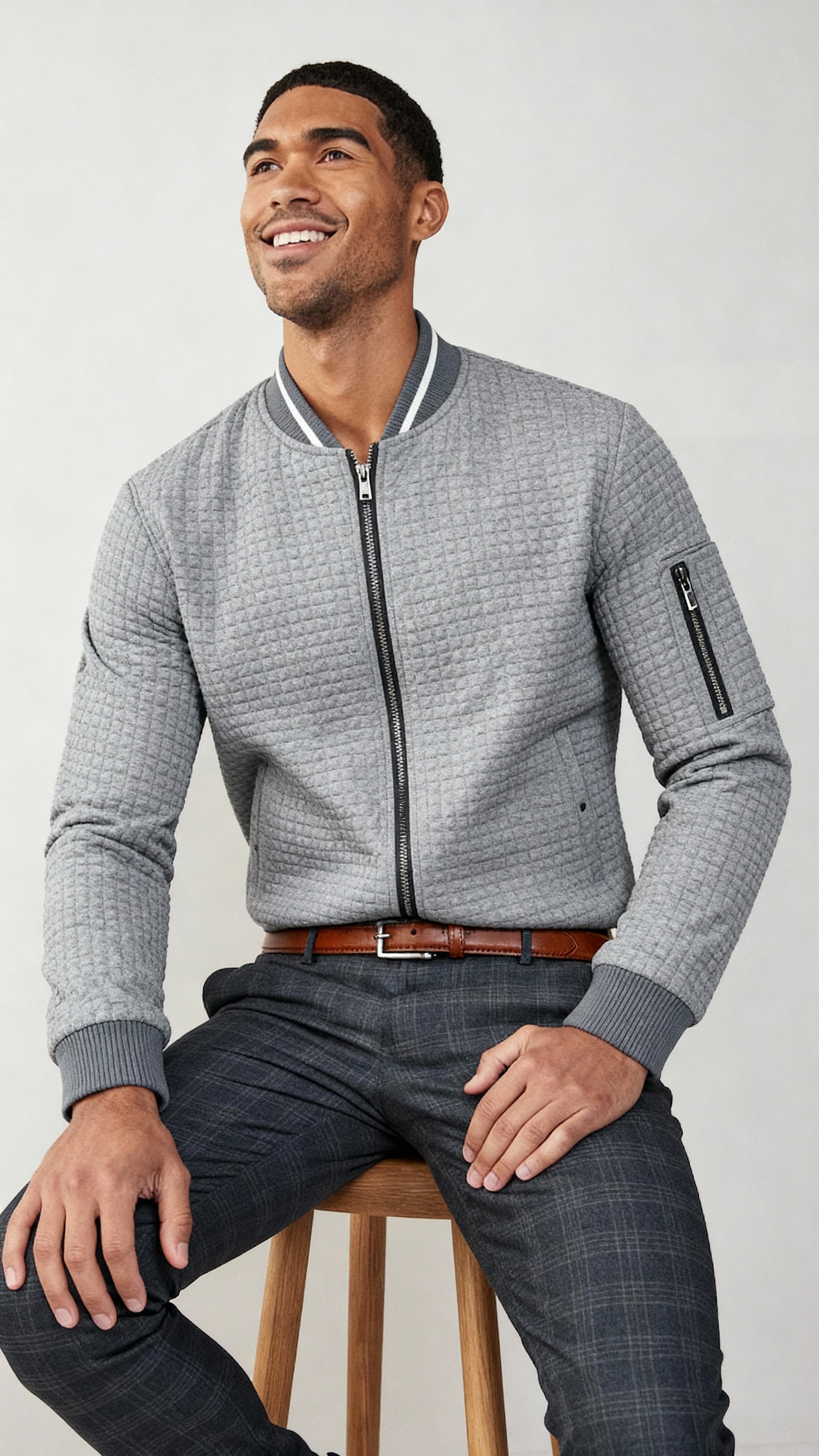 Suéter de punto de cable con media cremallera para hombre - Suave jersey cálido de mezcla de algodón