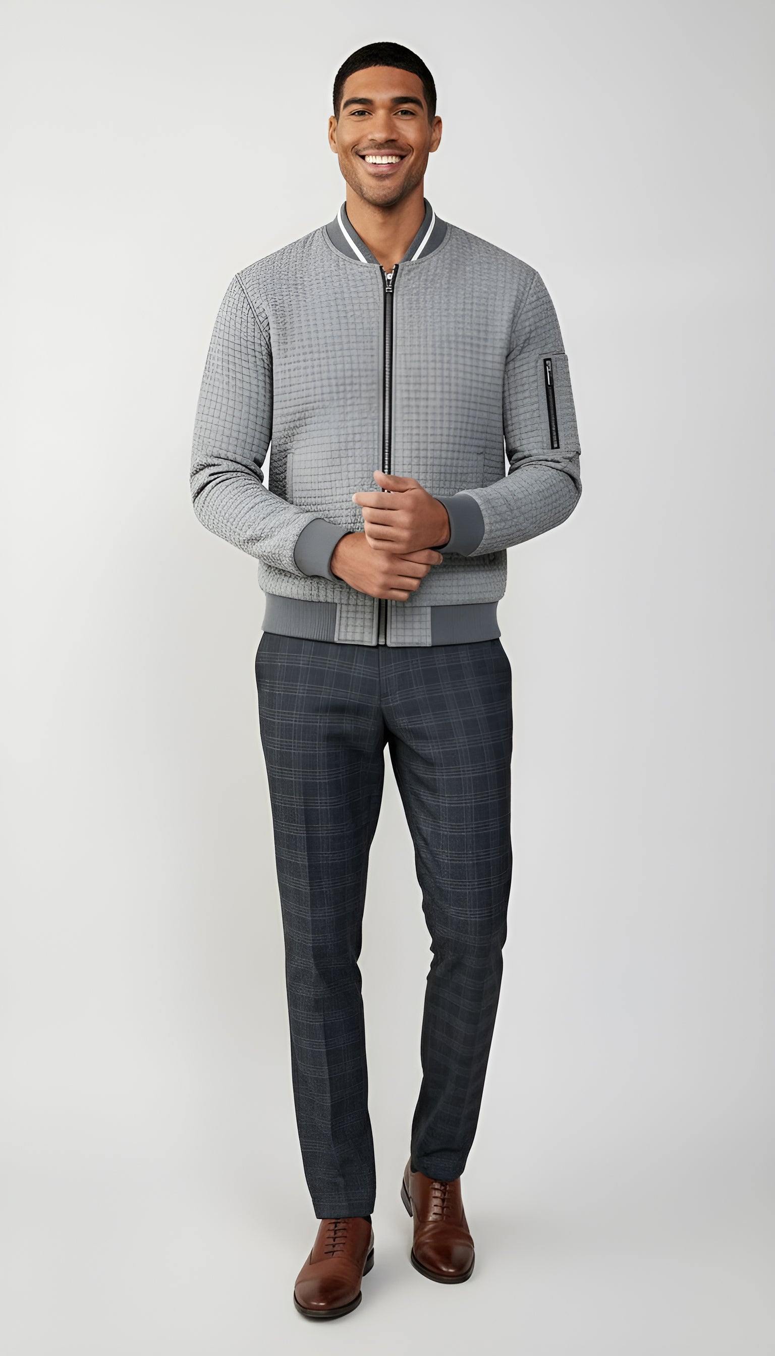 Suéter de punto de cable con media cremallera para hombre - Suave jersey cálido de mezcla de algodón