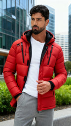 Men’s Hooded Winter Puffer Jacket – Insulated Quilted Outdoor Coat