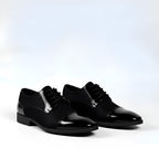 Men’s Lace-Up Dress Shoes – Patterned Design with High-Shine Cap Toe