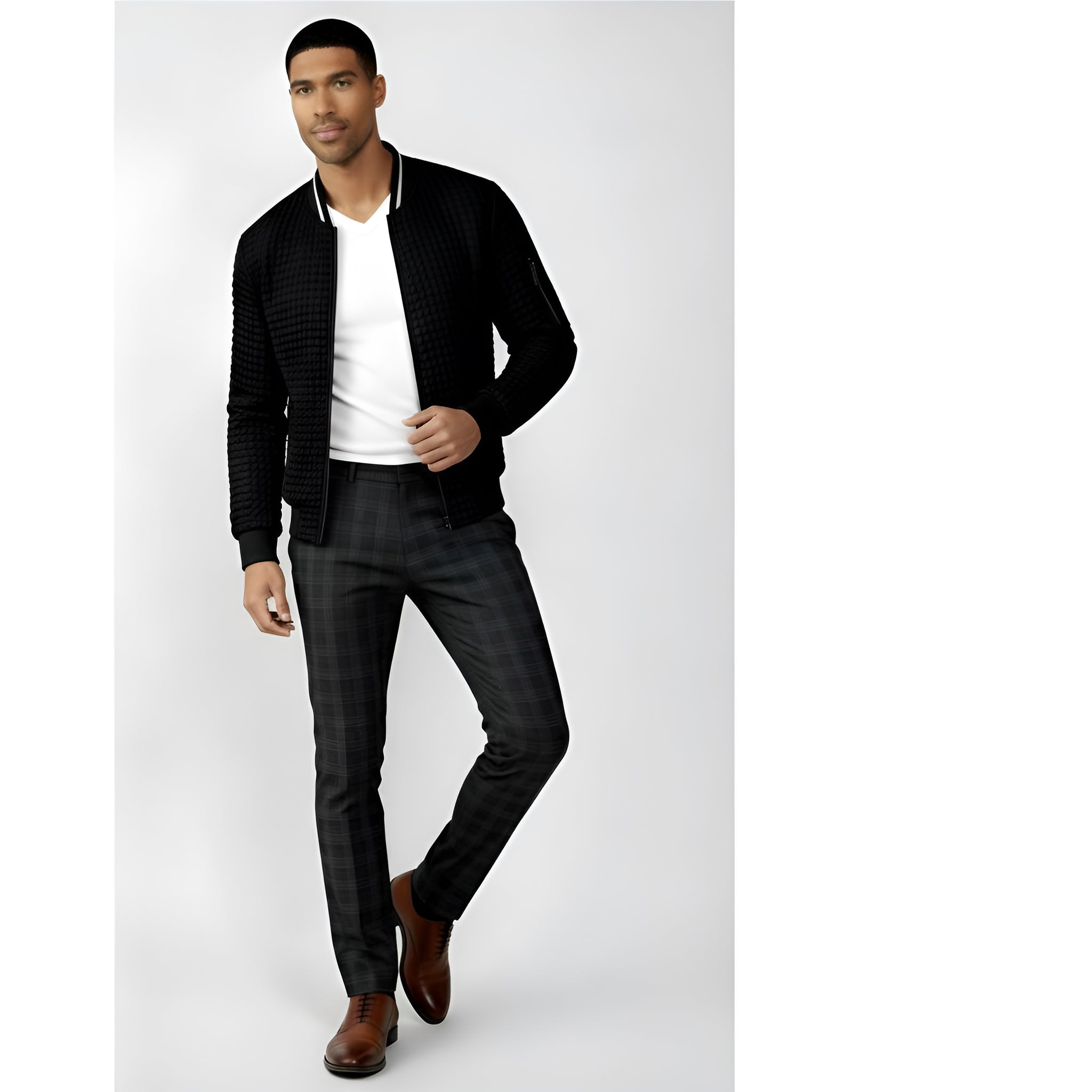 Suéter de punto de cable con media cremallera para hombre - Suave jersey cálido de mezcla de algodón