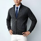 Cardigan zippé en tricot pour hommes - Pull en coton mélangé avec col et poches pour le printemps, l'automne et l'hiver