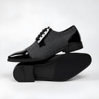 Men’s Lace-Up Dress Shoes – Patterned Design with High-Shine Cap Toe
