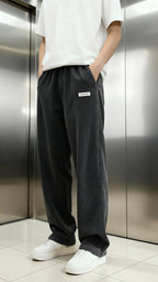 Men’s Ribbed Trousers – Wide Leg Straight Fit Casual Pants for Modern Style