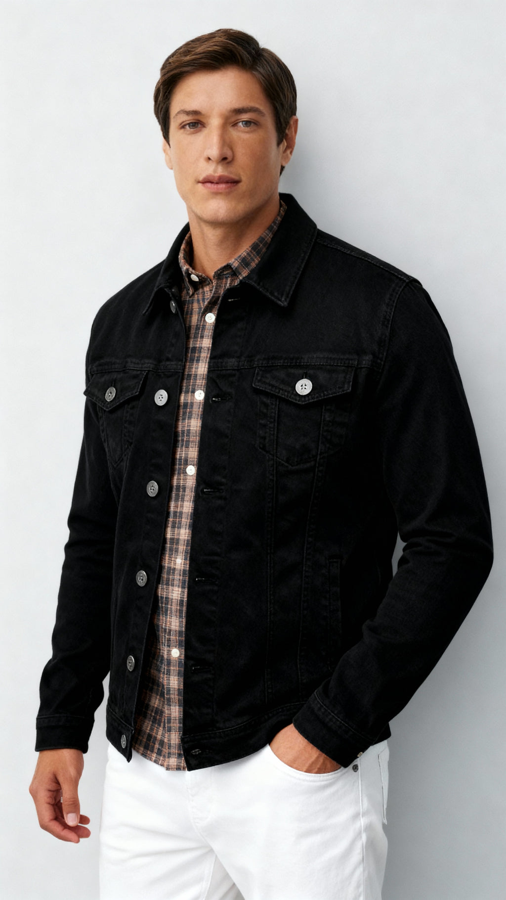 Men's Trucker Jacket - Classic Button-Front Denim Style with Chest Pockets for Casual & Smart-Casual Wear