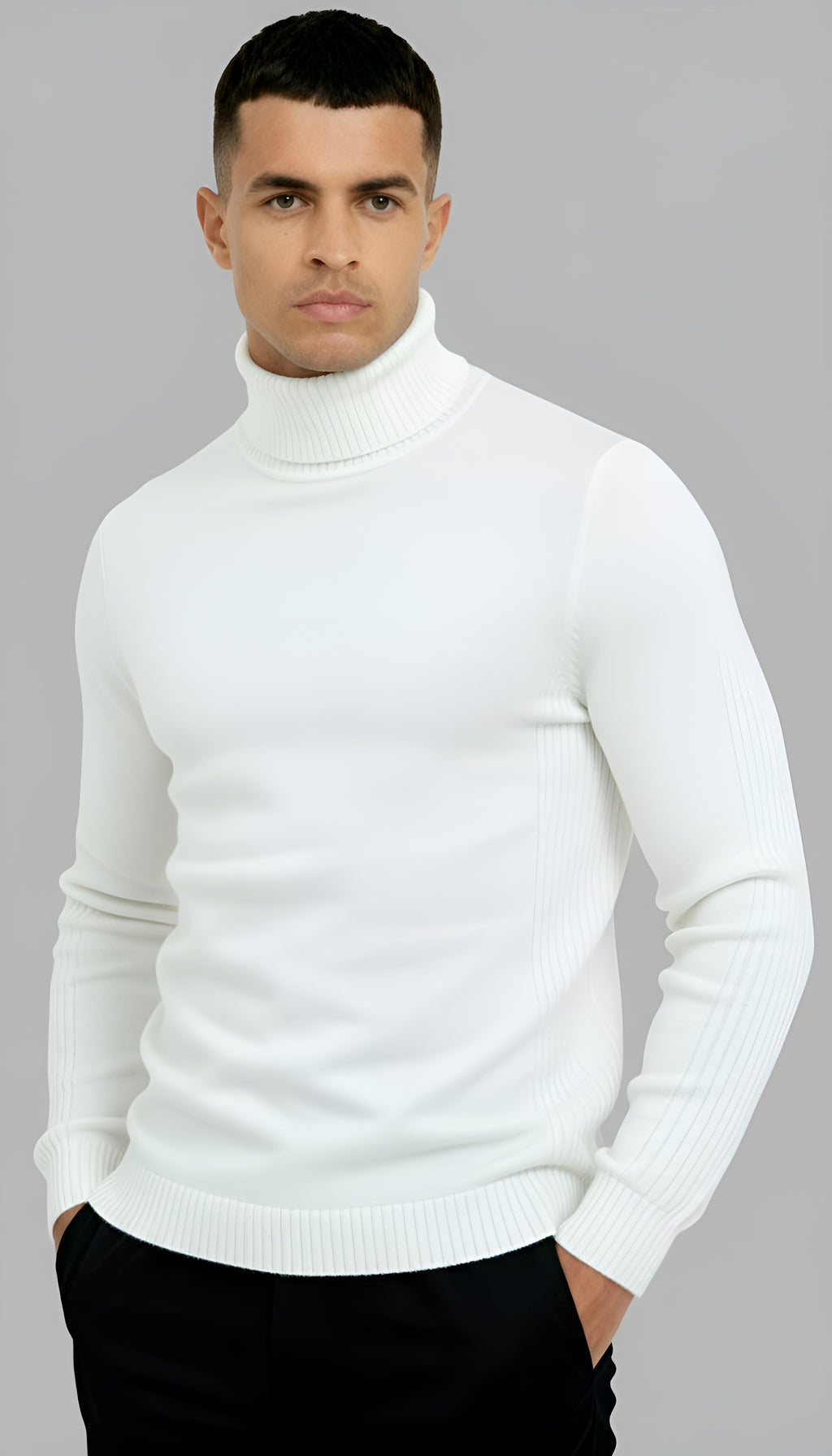 Pull à col roulé classique pour hommes - Tricot chaud, élégant et polyvalent