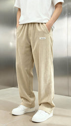 Men’s Ribbed Trousers – Wide Leg Straight Fit Casual Pants for Modern Style