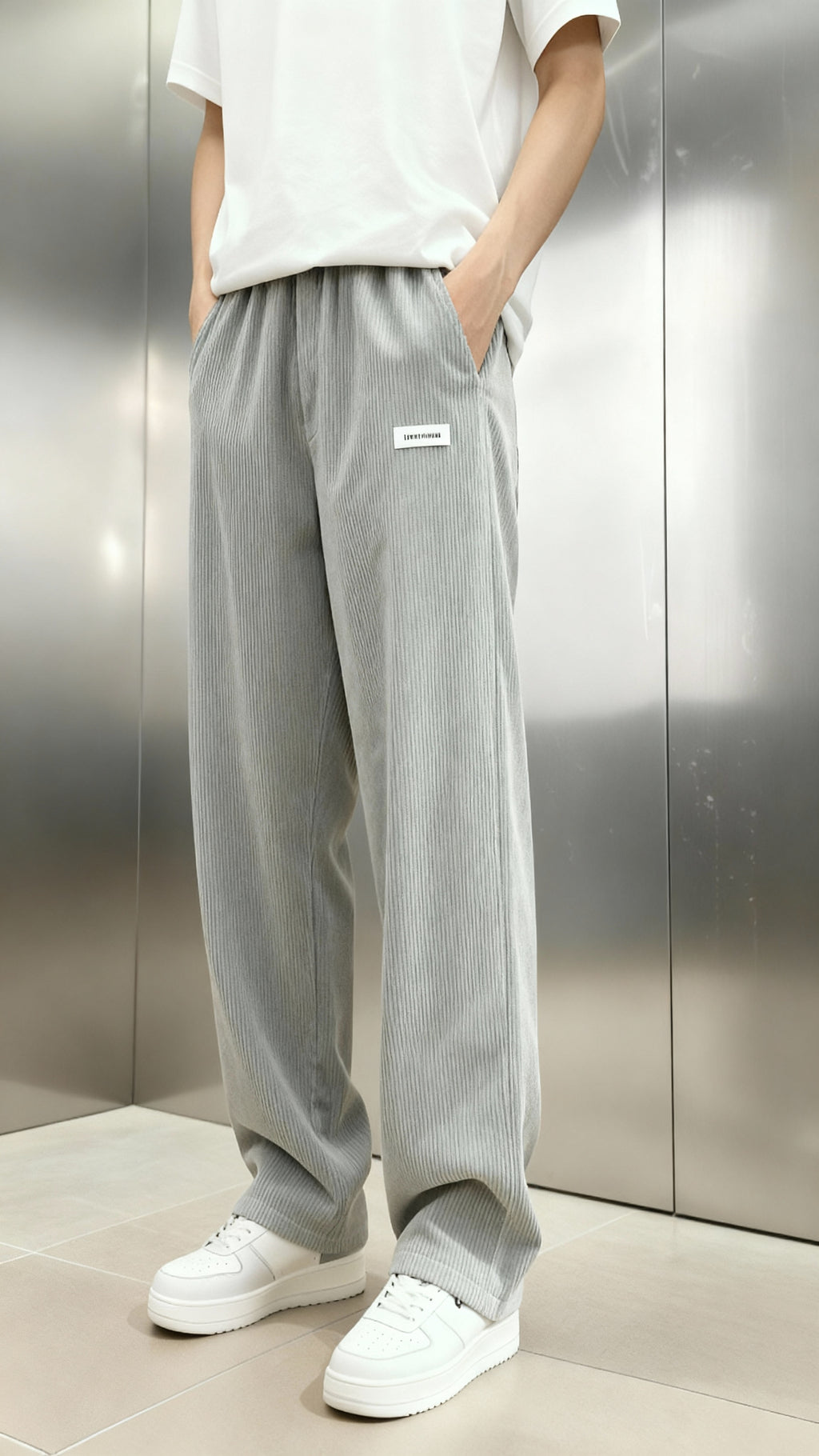 Gerippte Herrenhosen - Weite, gerade geschnittene Freizeithosen für modernen Stil