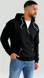Men’s Half-Zip Hoodie - Adjustable Drawstring Hood & Comfortable Streamlined Fit