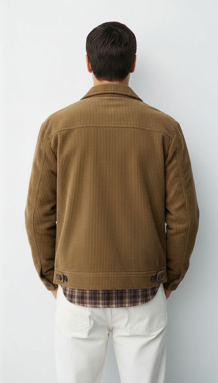 Giacca da uomo con colletto a camicia e tasche sul petto, con bottoni - Sovracamicia leggera e casual