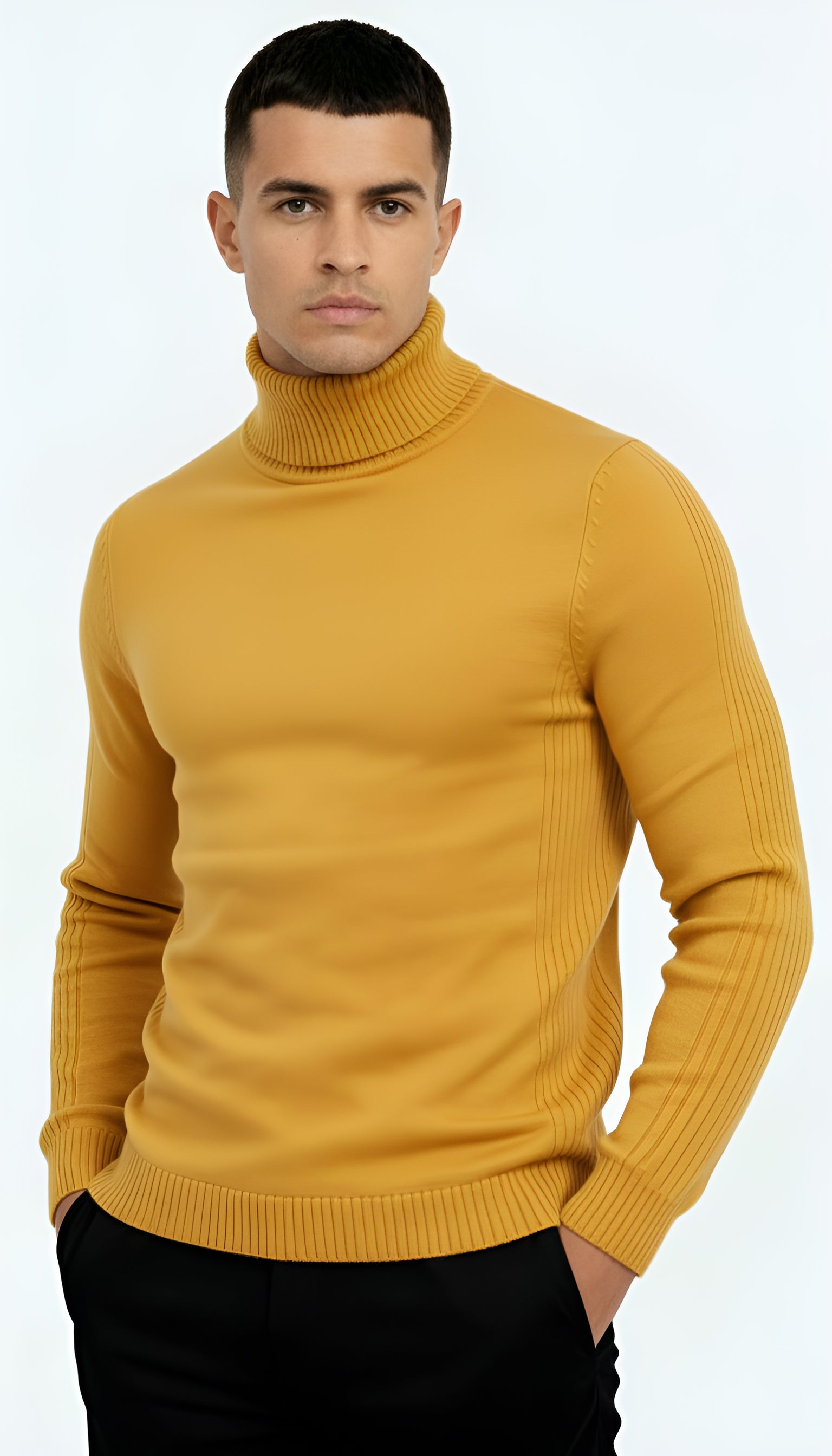 Suéter clásico de cuello alto para hombre - Prendas de punto cálidas, elegantes y versátiles