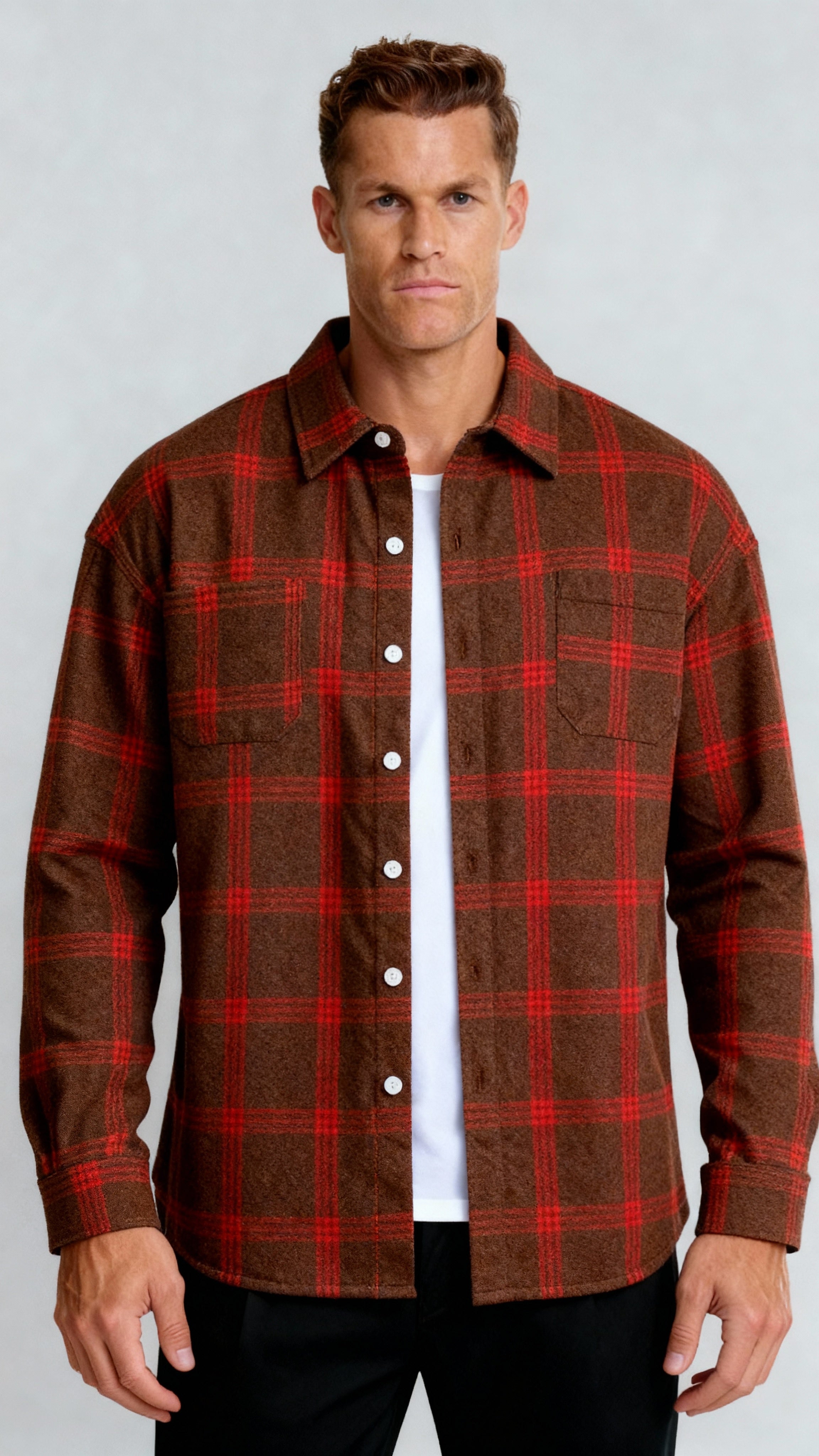 Camicia a quadri da uomo - Classico motivo a quadri, vestibilità comoda e stile versatile