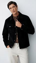 Herenjas met knoopsluiting, overhemdkraag en borstzakken - Casual lichtgewicht overhemd